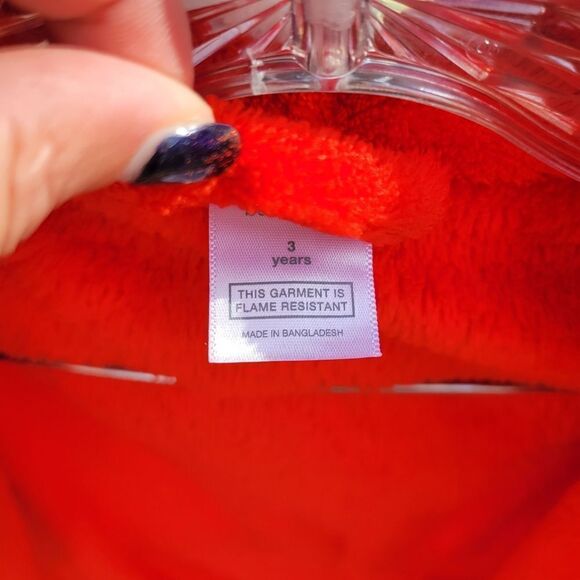 Baby Gap Red White Fuzzy Trim Long Sleeve Hooded Holiday Robe Size 3 Years - Picture 6 of 10